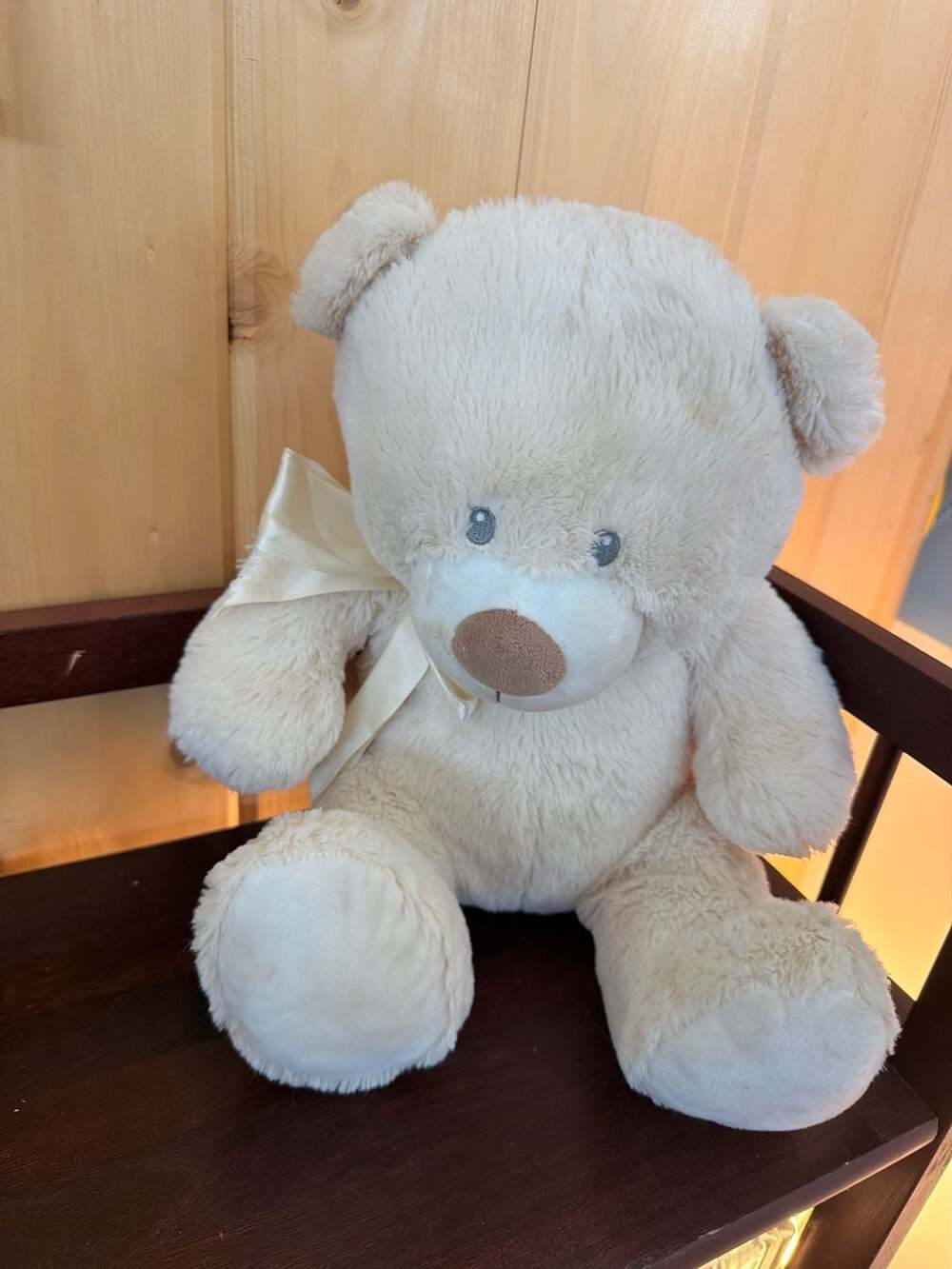 Animal Adventure Teddy Bear Cream Plush Satin Bow Stuffed Animal